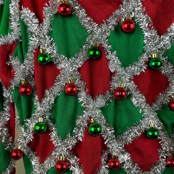 Tipsy Elves Green Men’s Tacky Tinsel Ugly Christmas Sweater Size‎ Large - Picture 6 of 12
